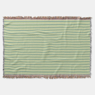 Chevron zigzag pattern in green blue colours throw blanket