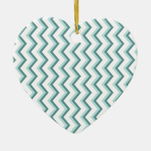 Chevron ZigZag Pattern in Mint Green Ceramic Tree Decoration