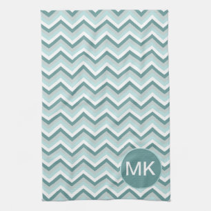 Chevron ZigZag Pattern in Mint Green  - Customised Tea Towel