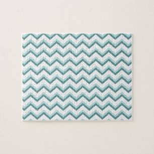Chevron ZigZag Pattern in Mint Green Jigsaw Puzzle