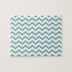 Chevron ZigZag Pattern in Mint Green Jigsaw Puzzle