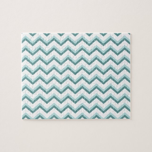 Chevron ZigZag Pattern in Mint Green Jigsaw Puzzle (Horizontal)