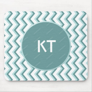 Chevron ZigZag Pattern in Mint Green Mouse Mat