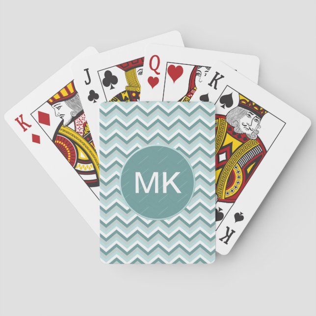 Chevron ZigZag Pattern in Mint Green Playing Cards (Back)