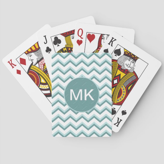 Chevron ZigZag Pattern in Mint Green Playing Cards (Back)