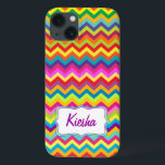 Chevron zigzag pattern multi-colored iphone case<br><div class="desc">Trending zigzag designed case in bold rainbow hue id ipad case by Sarah Trett. Customize with the name of your choice,  currently reads Kiesha.</div>