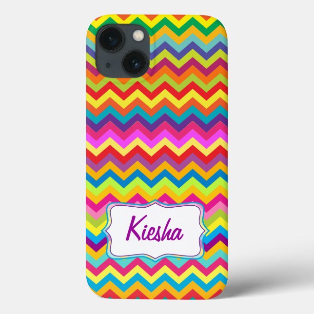 Chevron zigzag pattern multi-colored iphone case (Back)