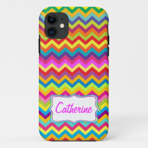 Chevron zigzag pattern multi-coloured iphone case