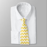 Chevron ZigZag Pattern Mustard Yellow White Chic   Tie<br><div class="desc">Classic chevron pattern,  Scandinavian nordic mustard yellow color and white home decor and gifts. Chevron zigzag v shaped traditional boho pattern aesthetic wedding neck tie.</div>