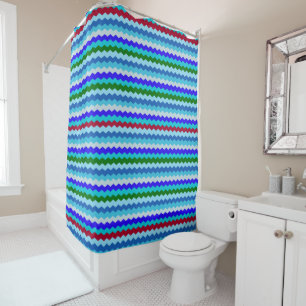 Chevron zigzag Pattern Sea Glass Shower Curtain