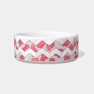 ChevronDalmatian Pink and White Bowl