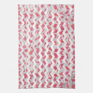 ChevronDalmatian Pink and White Tea Towel