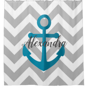 Chevrons and Anchor Shower Curtain