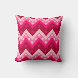 Chevrons and dots - burgundy and pink cushion