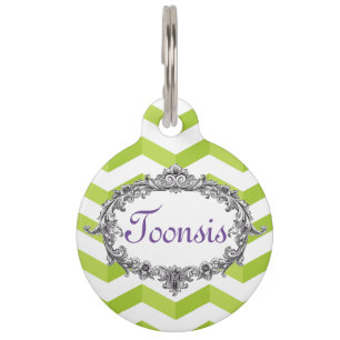 Chevrons and Fancy Frame with Phone No. Pet Tag