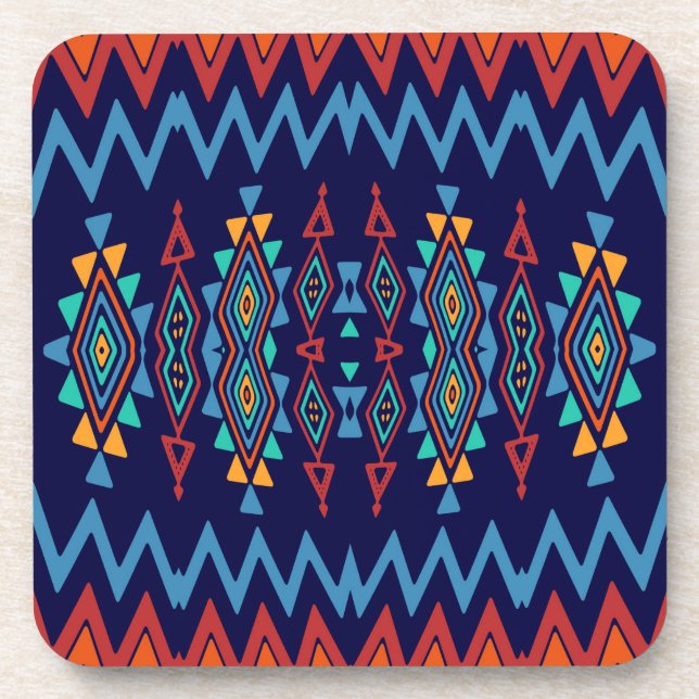Chevrons and rhombus abstract design coaster (Front)