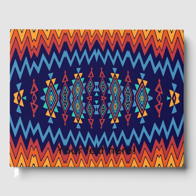 Chevrons and rhombus abstract design guest book (Front)