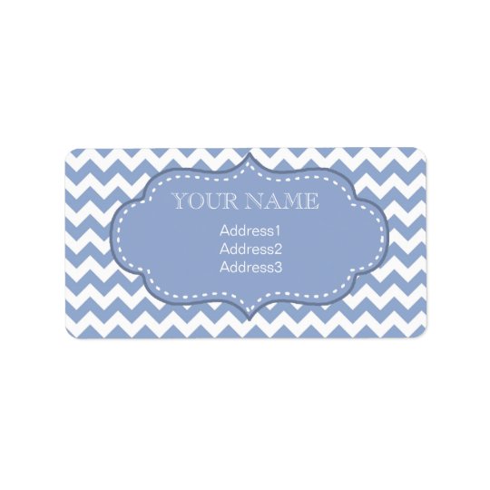 Chevrons and Stitched Label Blue Address Label