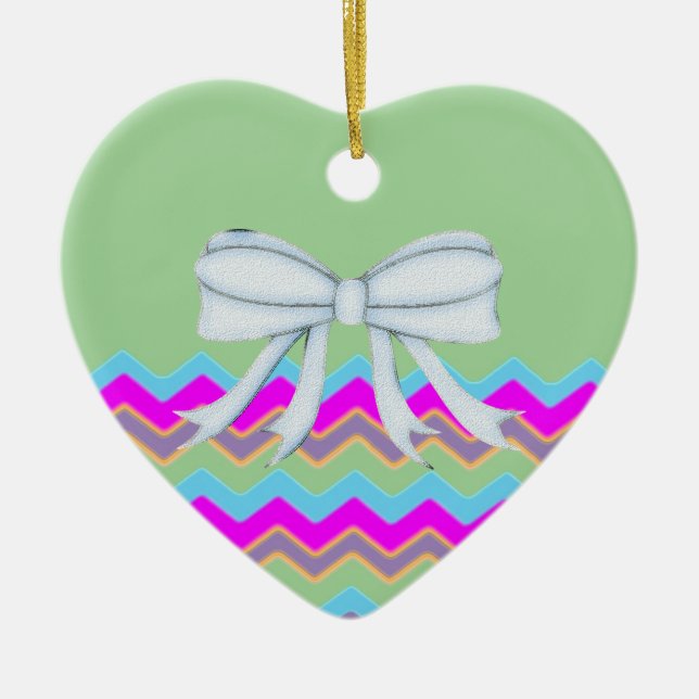Chevrons Pattern Shower Party Office Destiny Ceramic Tree Decoration (Front)