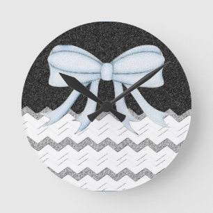 Chevrons Pattern Shower Party Office Destiny Round Clock