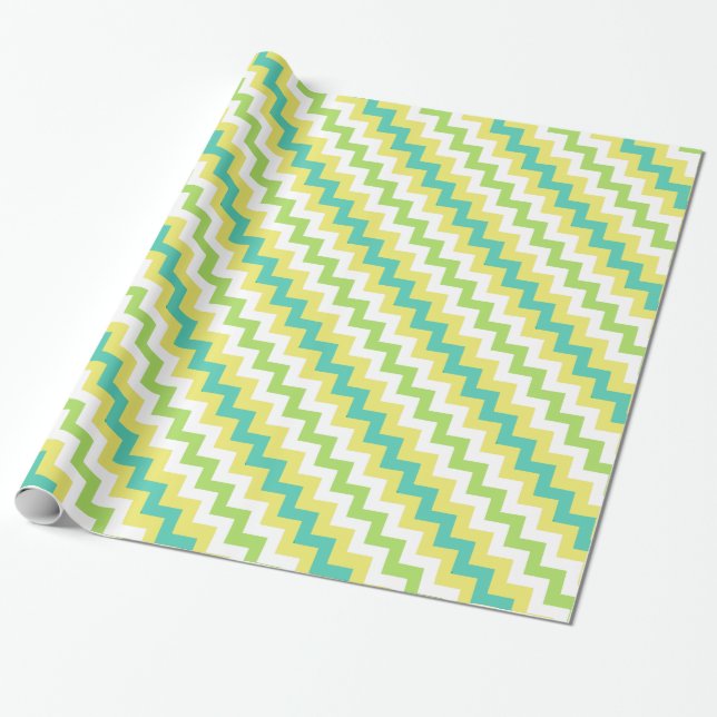 Chevrons Wrapping Paper: Yellow, Green, White Paper (Unrolled)