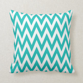 Chevronzag in Teal Cushion