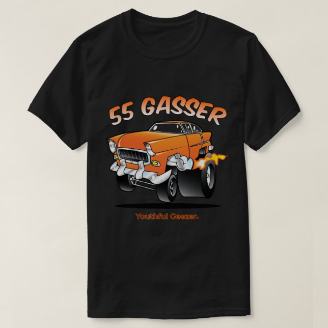 Chevy 55 Gasser Cartoon Car Toon T-Shirt (Design Front)