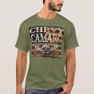 Chevy Camaro Design Against Eroded Flag T-Shirt