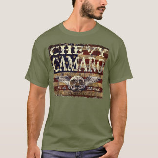 Chevy Camaro Design Against Eroded Flag T-Shirt