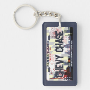 Chevy Chase Maryland flag license plate keychain