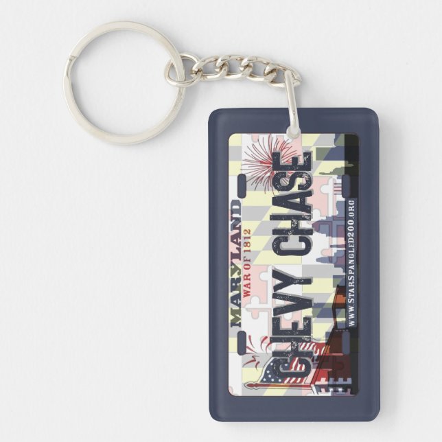 Chevy Chase Maryland flag license plate keychain (Front)