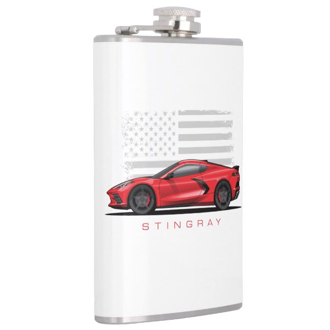 Chevy Corvette C8 Black Illustration Hip Flask (Right)