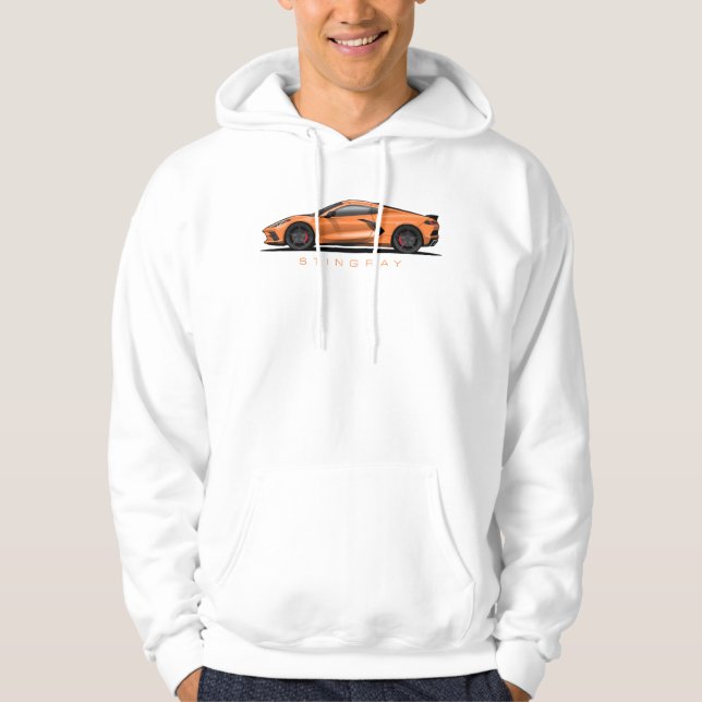Chevy Corvette C8 Black Illustration Hoodie (Front)