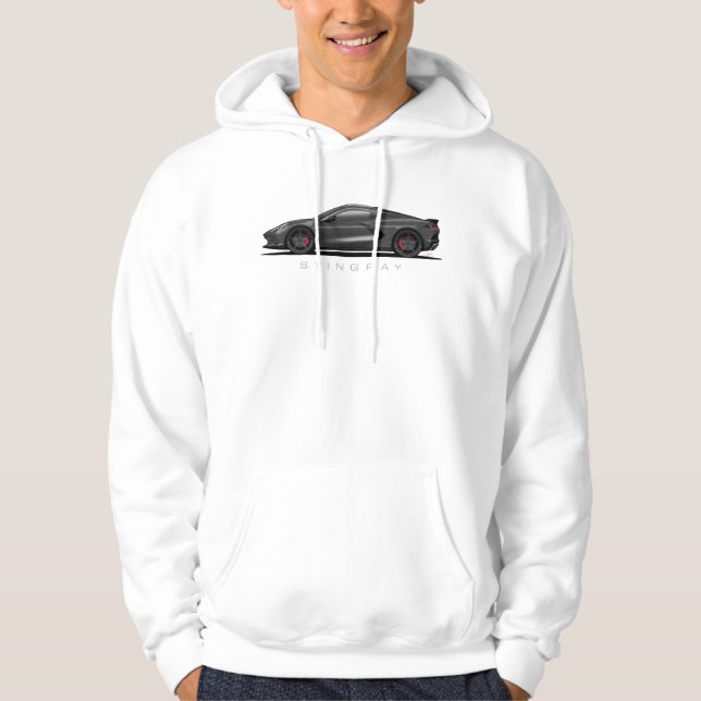 Chevy Corvette C8 Black Illustration Hoodie (Front)