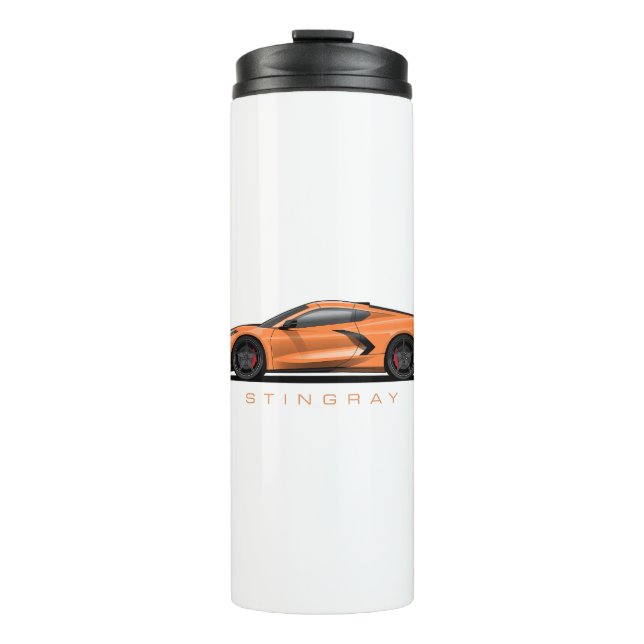 Chevy Corvette C8 Black Illustration Thermal Tumbler (Front)