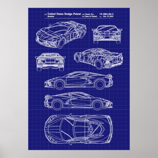 Chevy Corvette C8 Patent Poster (Front)