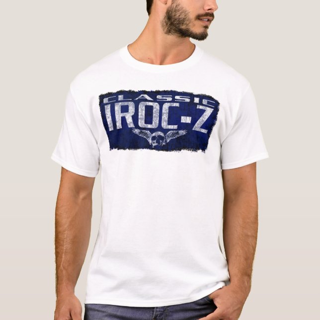 Chevy IROC Z Camaro Blue Classic Winged Skull Erod T-Shirt (Front)