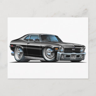 Chevy Nova Black Car Postcard