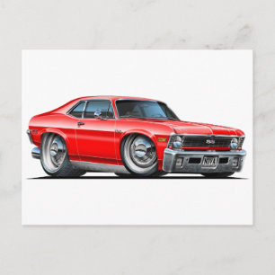Chevy Nova Red Car Postcard