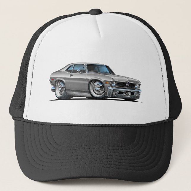 Chevy Nova Silver Car Trucker Hat (Front)