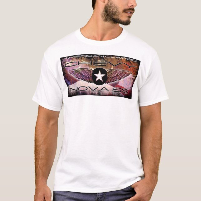 Chevy Nova SS Cool Classic Faded Flag Design T-Shirt (Front)