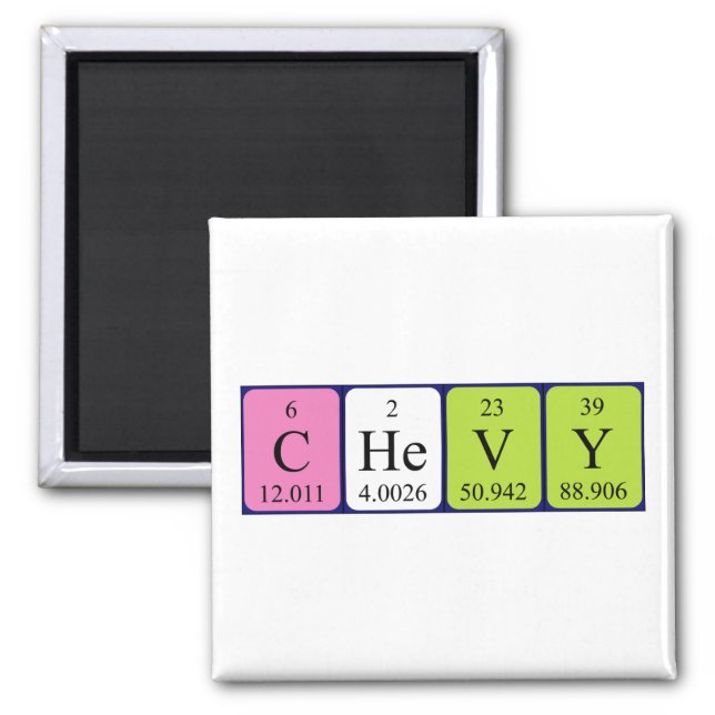 Chevy periodic table name magnet (Front)