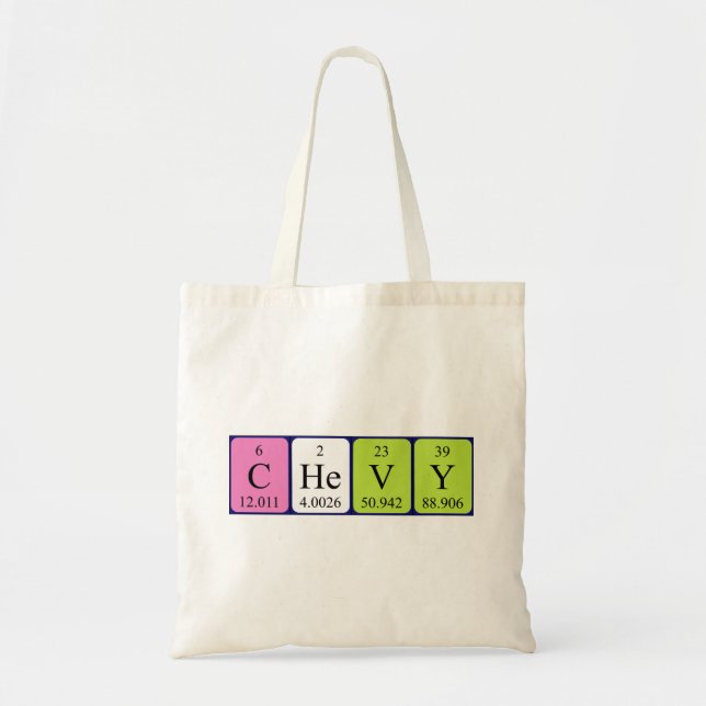 Chevy periodic table name tote bag (Front)