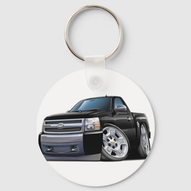 Chevy Silverado Black Truck Key Ring (Front)