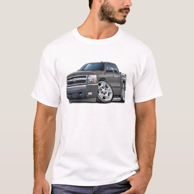 Chevy Silverado Dualcab Grey Truck T-Shirt (Front)