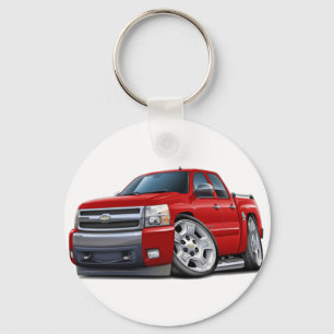 Chevy Silverado Dualcab Red Truck Key Ring