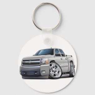 Chevy Silverado Dualcab White Truck Key Ring