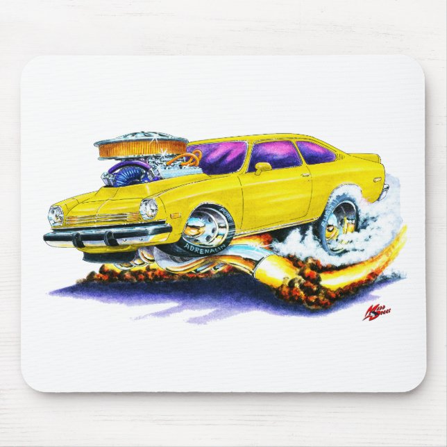 Chevy Vega Yellow Car Mouse Mat (Front)