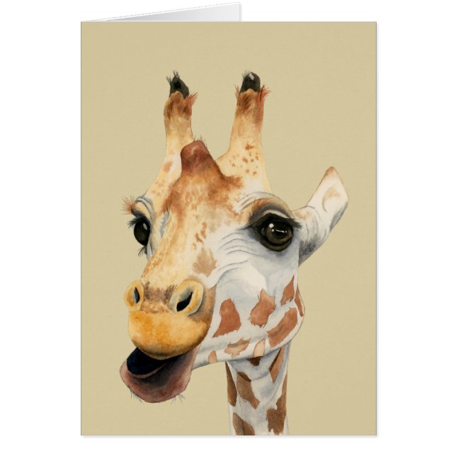 Chew | Giraffe Watercolor Safari Painting (Front)