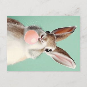 Chew on This: Easter Bunny Enjoying a Gum Postcard